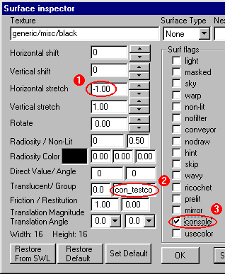 Surf Inspector - setting console properties