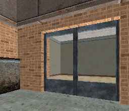 two metal doorframes, waiting for glass